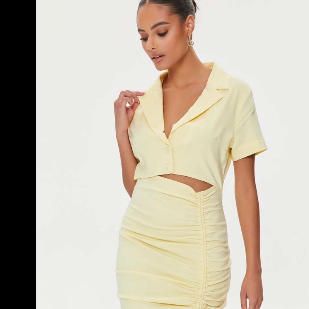 Stylish Yellow Dress with Cutouts
